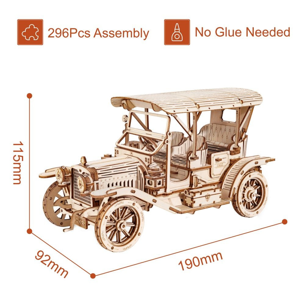 3D Wooden Puzzle MC801 Children's Retro Car Simple Assembly Toy