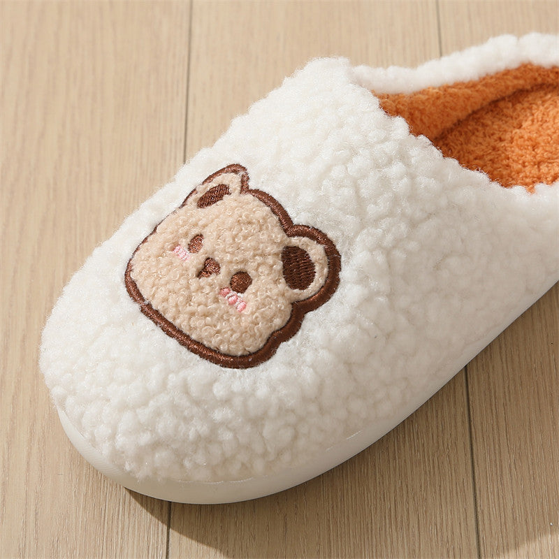 Cartoon Bear Winter Slippers for Couples – Warm, Non-Slip House Shoes