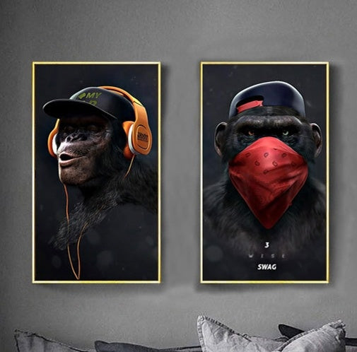 Monkey headset animal canvas