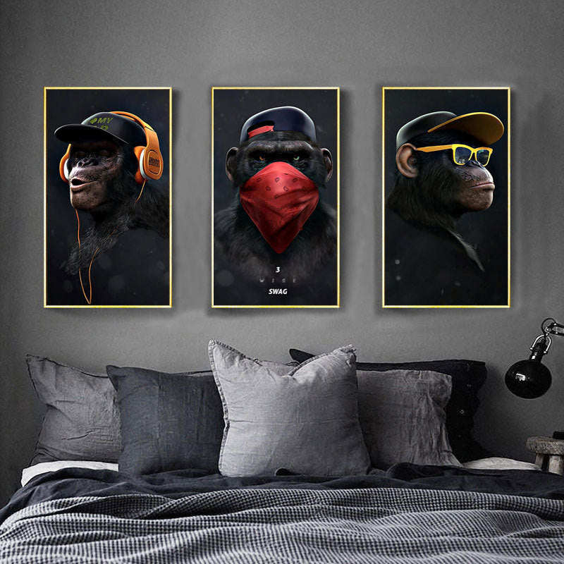 Monkey headset animal canvas