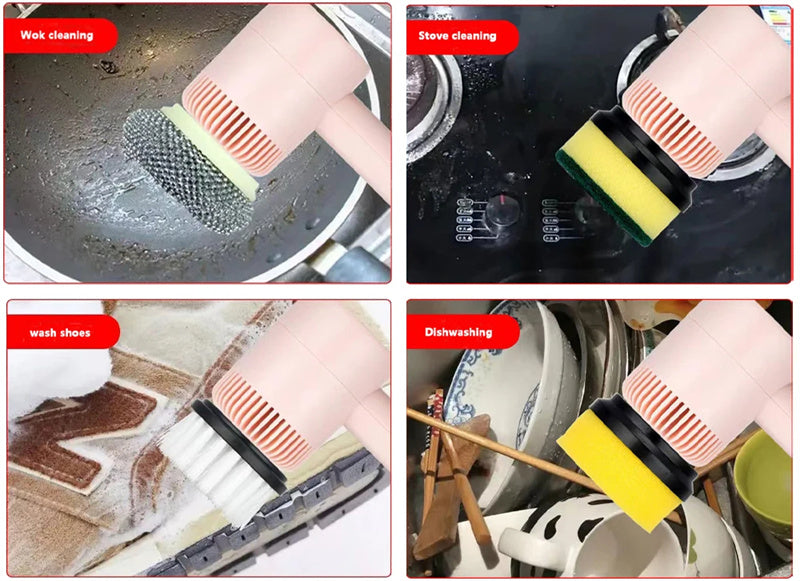 Electric Cleaning Brush Dishwashing Brush Automatic Wireless USB Rechargeable Professional Kitchen Bathtub Tile Cleaning Brushes