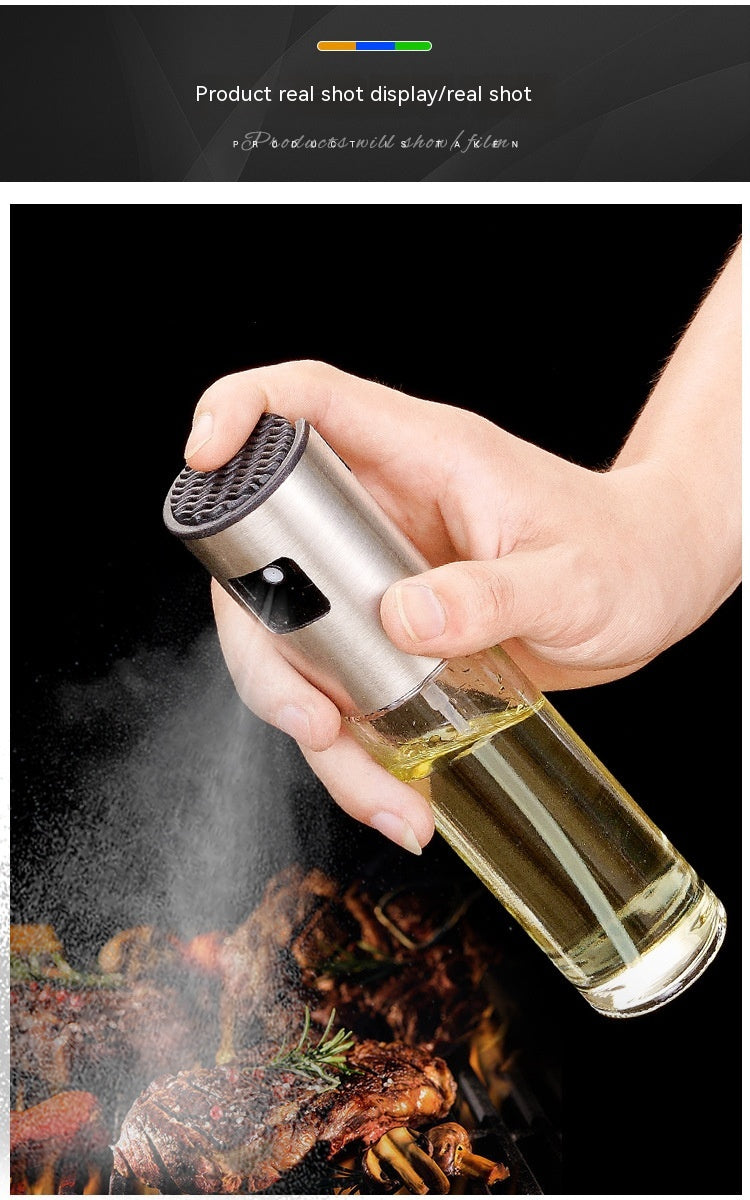 Kitchen Household High-pressure Glass Spray Bottle - High Quality Glass BBQ Baking Oil Spray Bottle