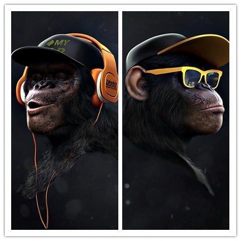 Monkey headset animal canvas