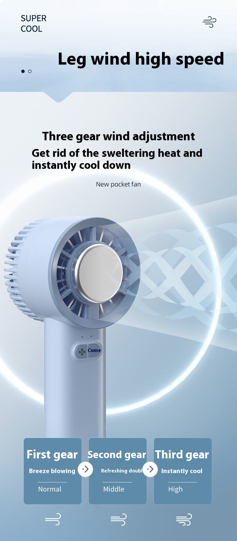 Summer Gadget Handheld Turbo Jet Fan Mini Portable Ice Cold Fan