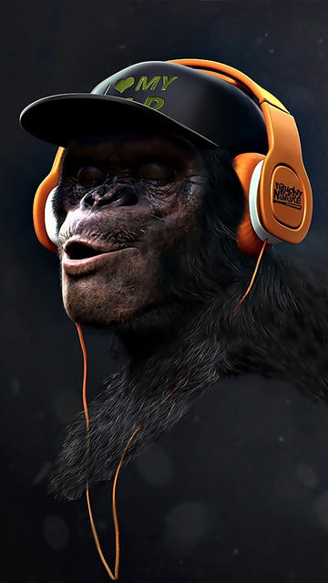 Monkey headset animal canvas