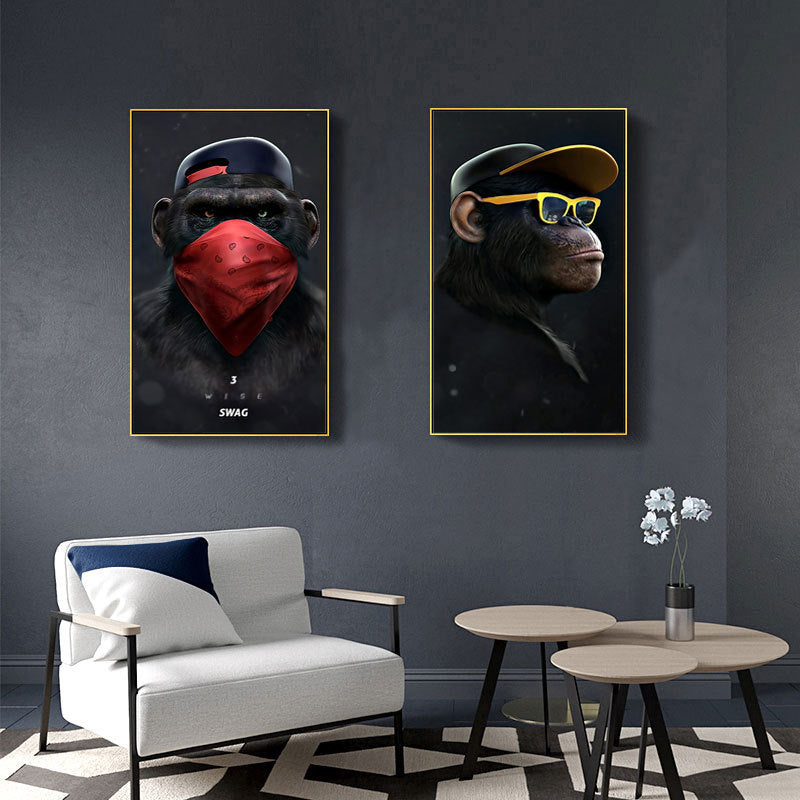 Monkey headset animal canvas