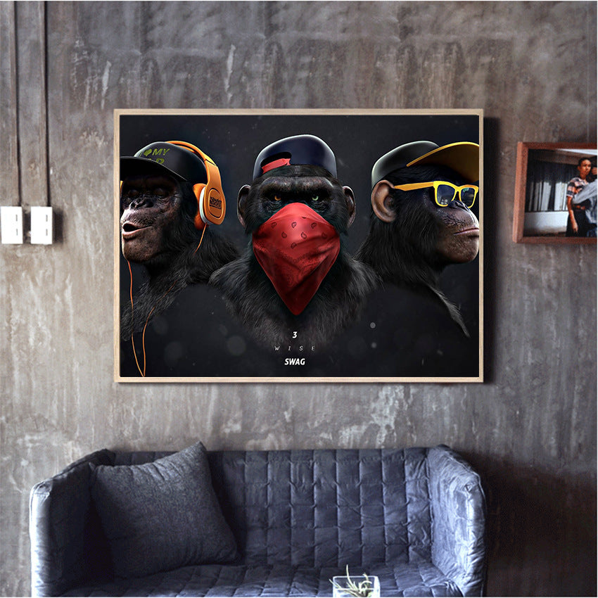 Monkey headset animal canvas