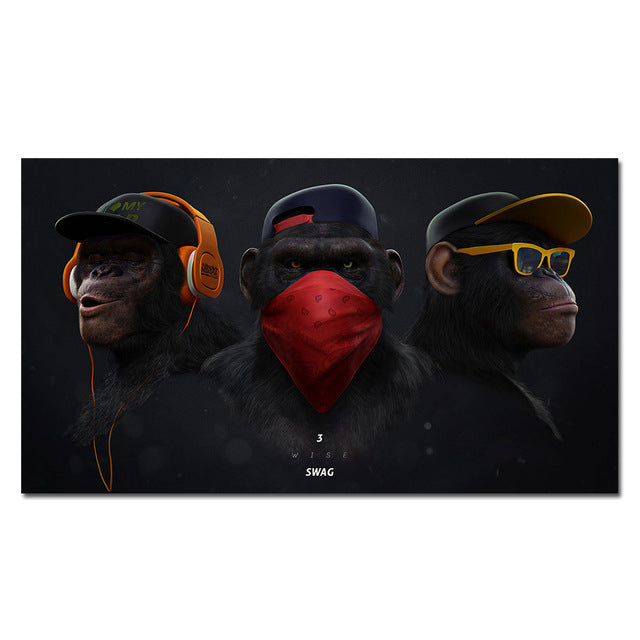 Monkey headset animal canvas