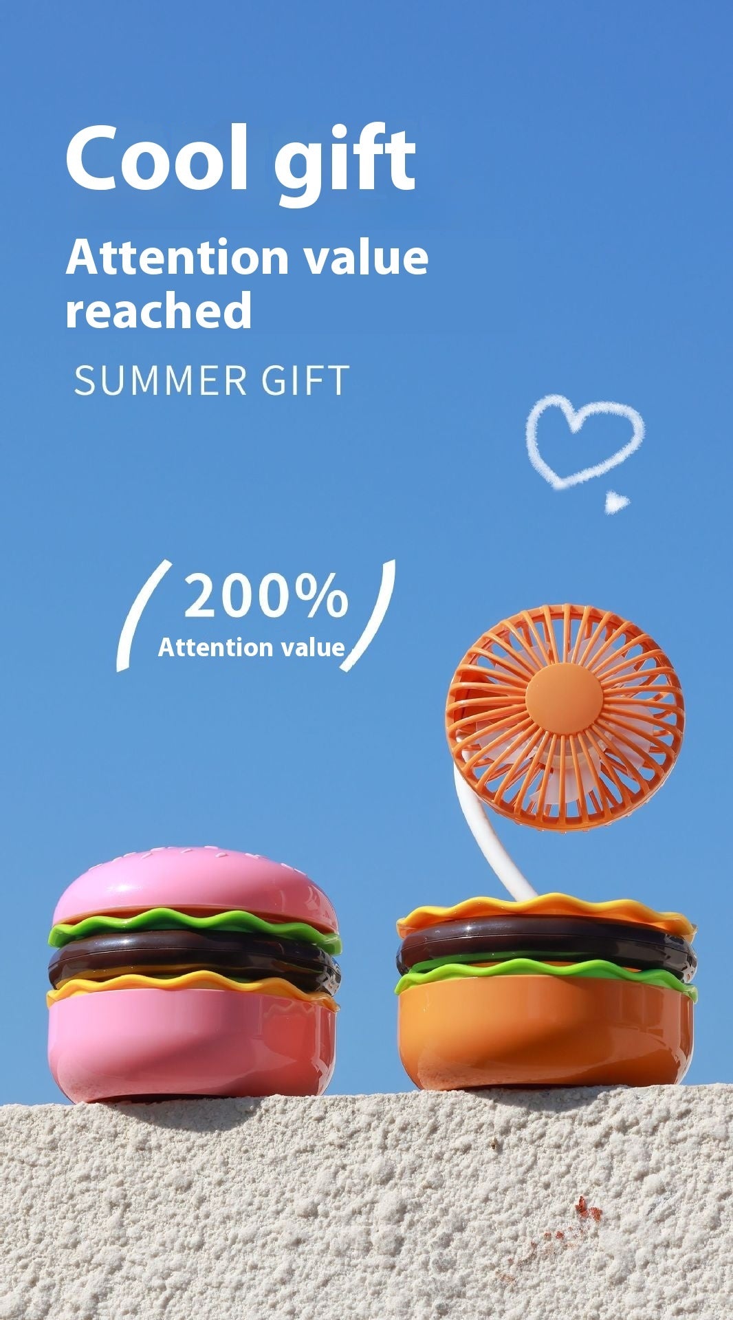 Hamburger Fan - USB Charging Belt Cosmetic Mirror Portable