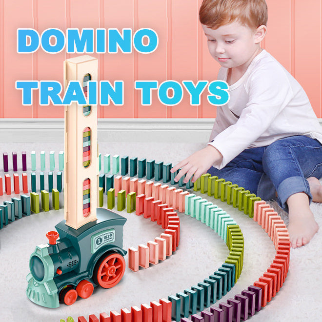 Electric Domino Train Toy - Automatic Block Building Puzzle for Kids