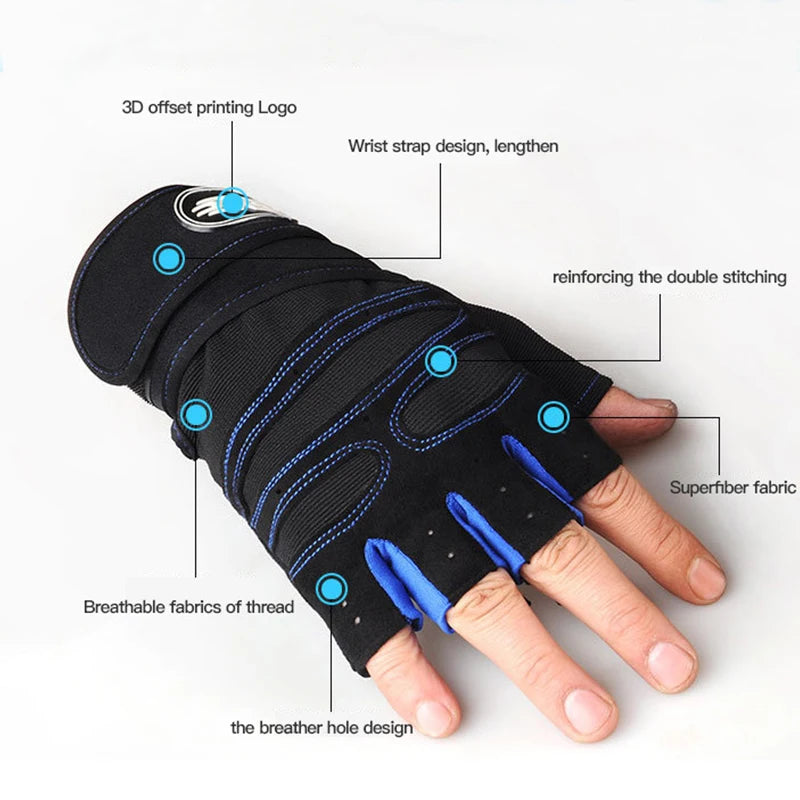 Gym Gloves for Men & Women, Fitness Weight Lifting, Wristband, Shockproof Training & Cycling Gloves