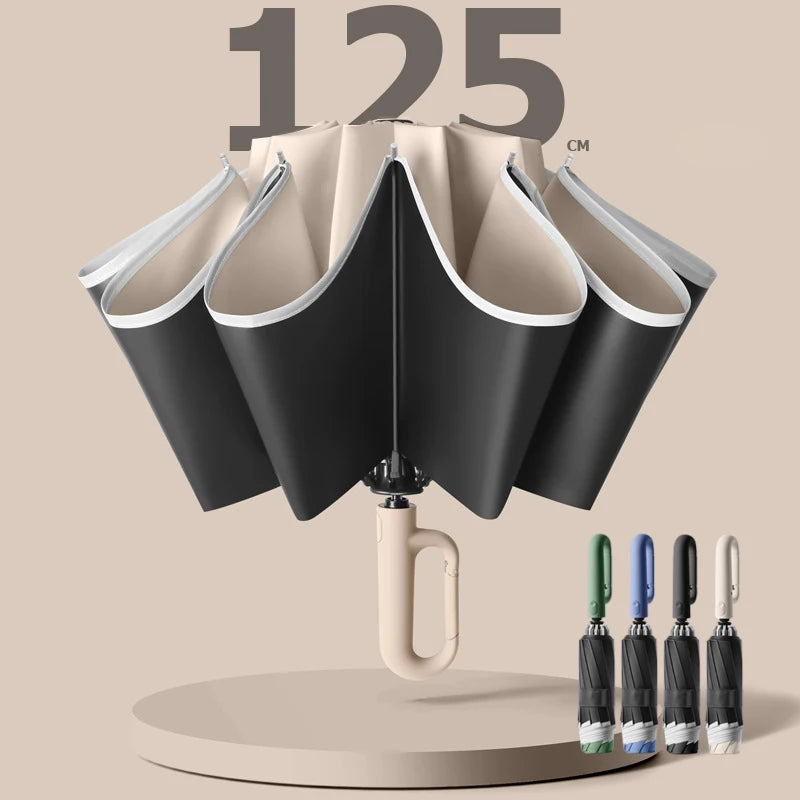 Strong Windproof Rain Umbrella with Reflective Auto-Fold