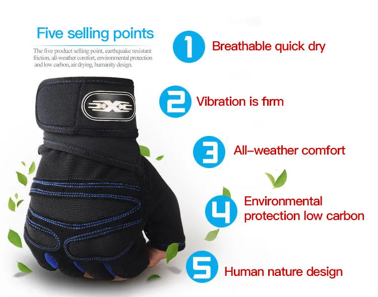 Gym Gloves for Men & Women, Fitness Weight Lifting, Wristband, Shockproof Training & Cycling Gloves