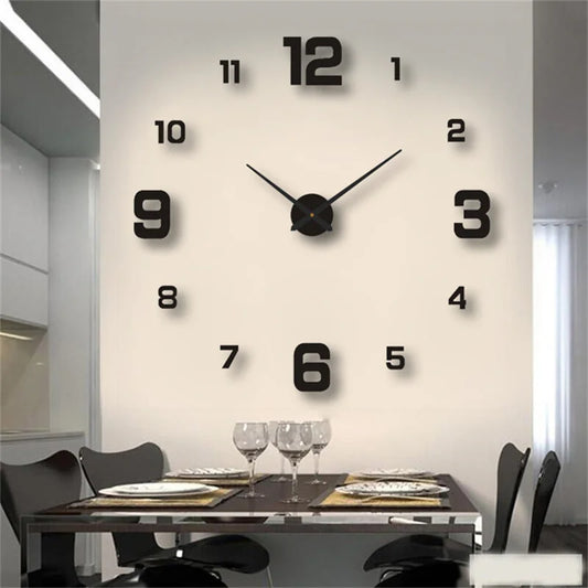 DIY 3D Frameless Wall Clock 40cm/16" – Modern Mirror Sticker for Home, Office, or Decor.