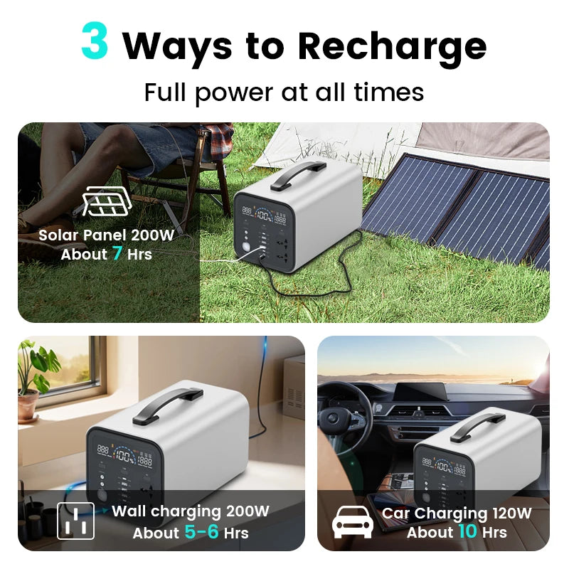 Portable Power Station 1000W Solar Generator 320000mAh 992Wh Lifepo4 Battery Energy Storage Supply Camping Campervan RV Outdoor