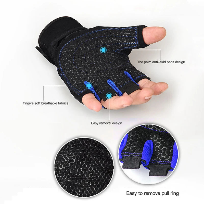 Gym Gloves for Men & Women, Fitness Weight Lifting, Wristband, Shockproof Training & Cycling Gloves