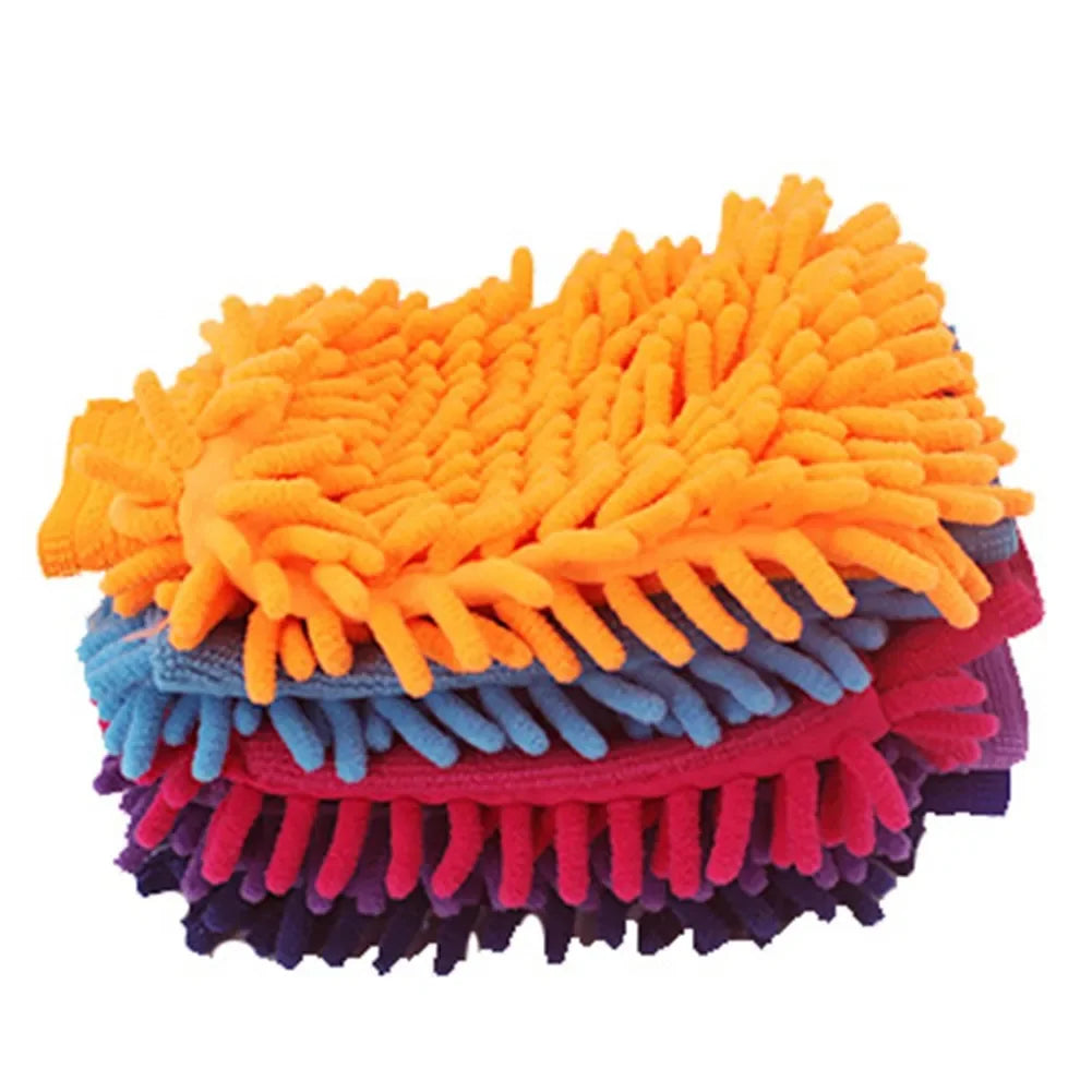 Car Wash Gloves Chenille Coral Fleece Gloves Washing Wiper Car Cleaning Towel Auto Dust Washer Mitt Car Cleaning Accessories