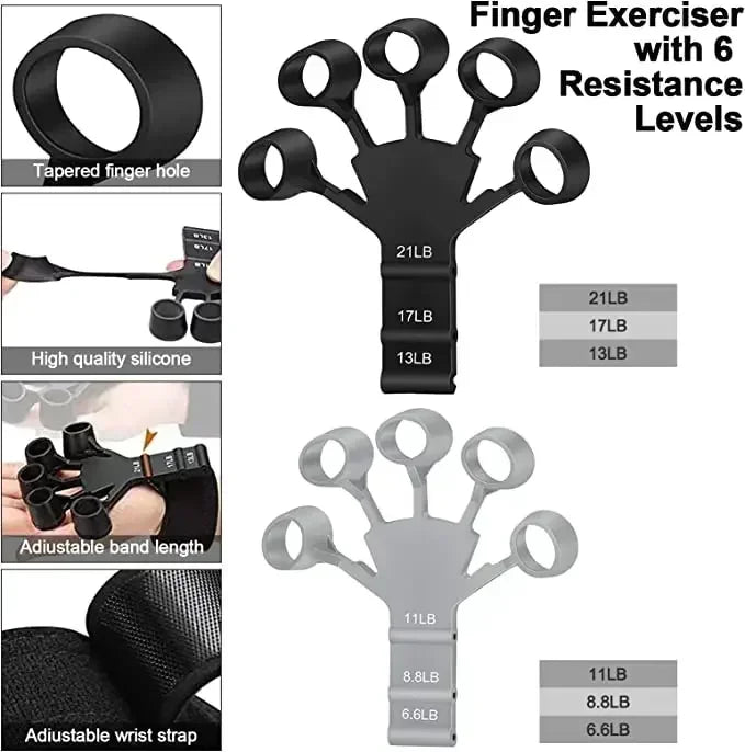 Silicone Finger Exerciser & Hand Strengthener | Grip Trainer & Arthritis Relief