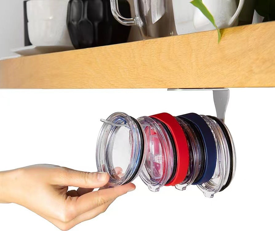 Space Saving Horizontal Cup Lid Storage Rack Under Cabinet