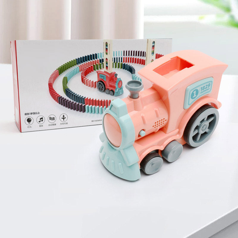 Electric Domino Train Toy - Automatic Block Building Puzzle for Kids