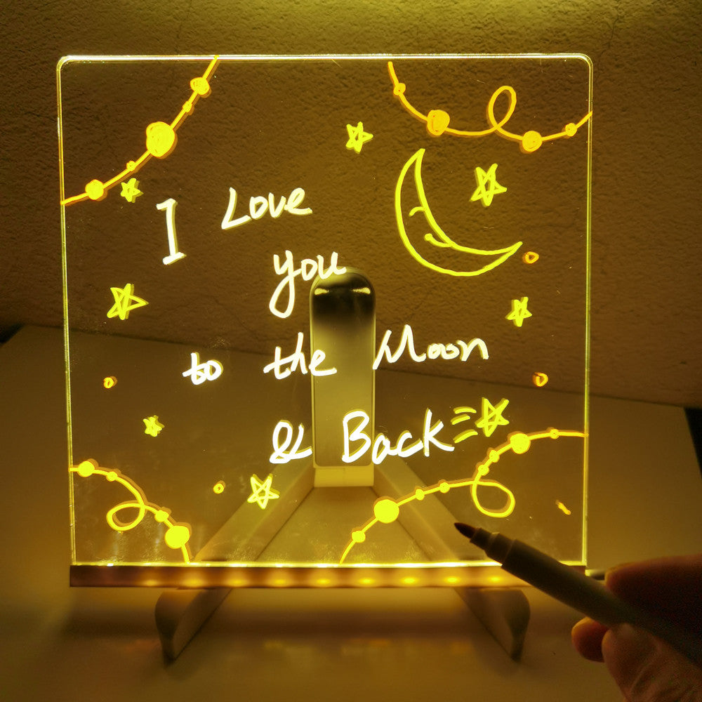 Acrylic DIY LED Night Light with Message Board & 7 Pens