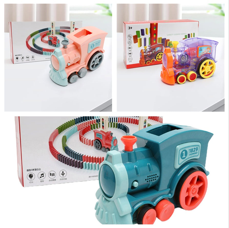 Electric Domino Train Toy - Automatic Block Building Puzzle for Kids