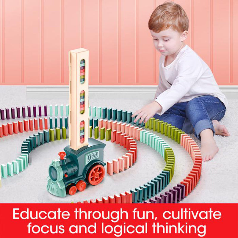 Electric Domino Train Toy - Automatic Block Building Puzzle for Kids